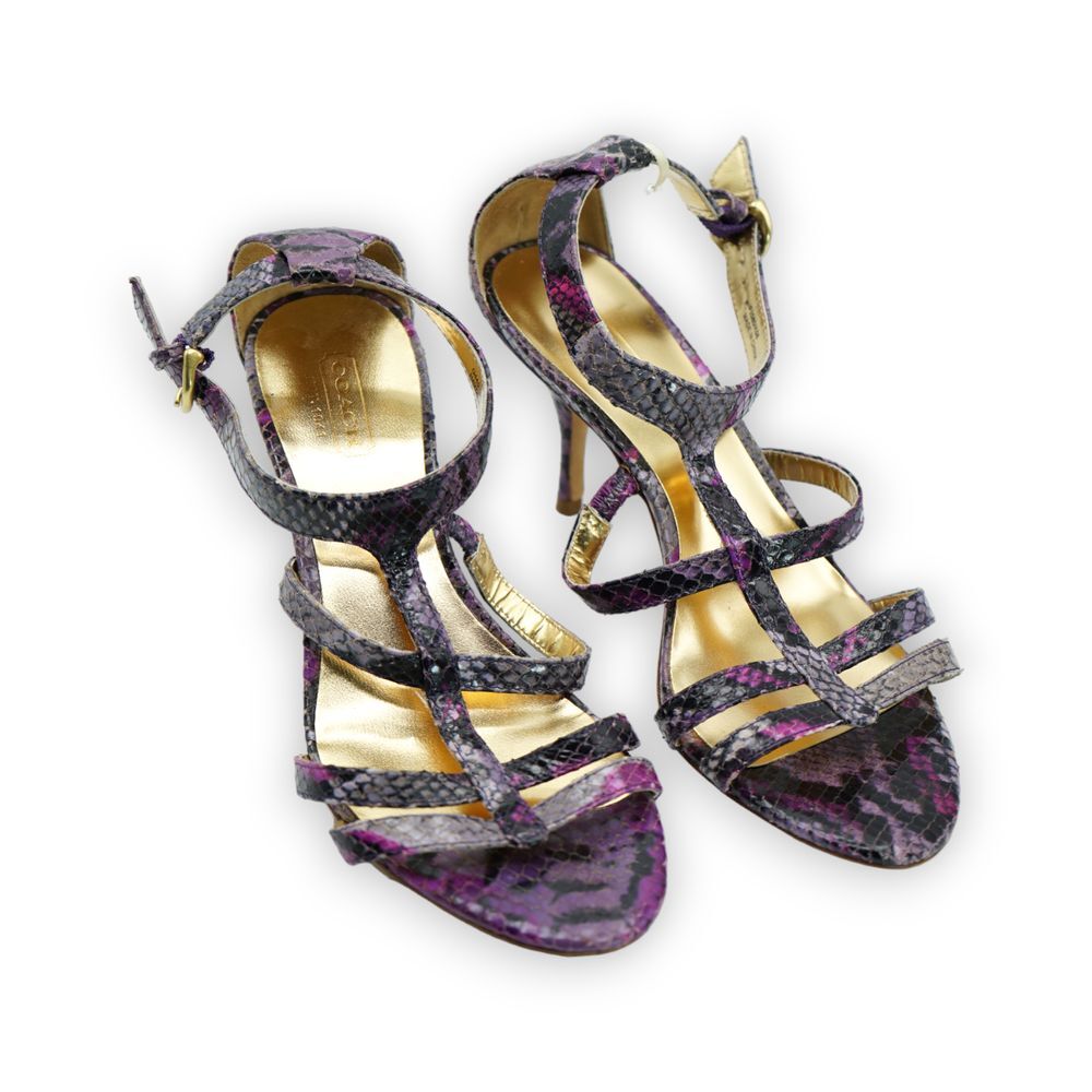COACH Shoes Purple/Pink Python Strappy Heels Size 6B Women's